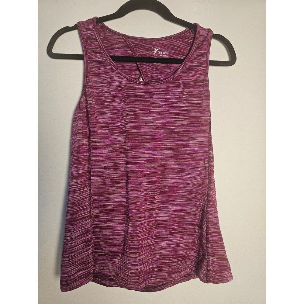 Athleisure Old Navy Active Tank Womens Medium Purple Space Dye Go-Dry Strappy